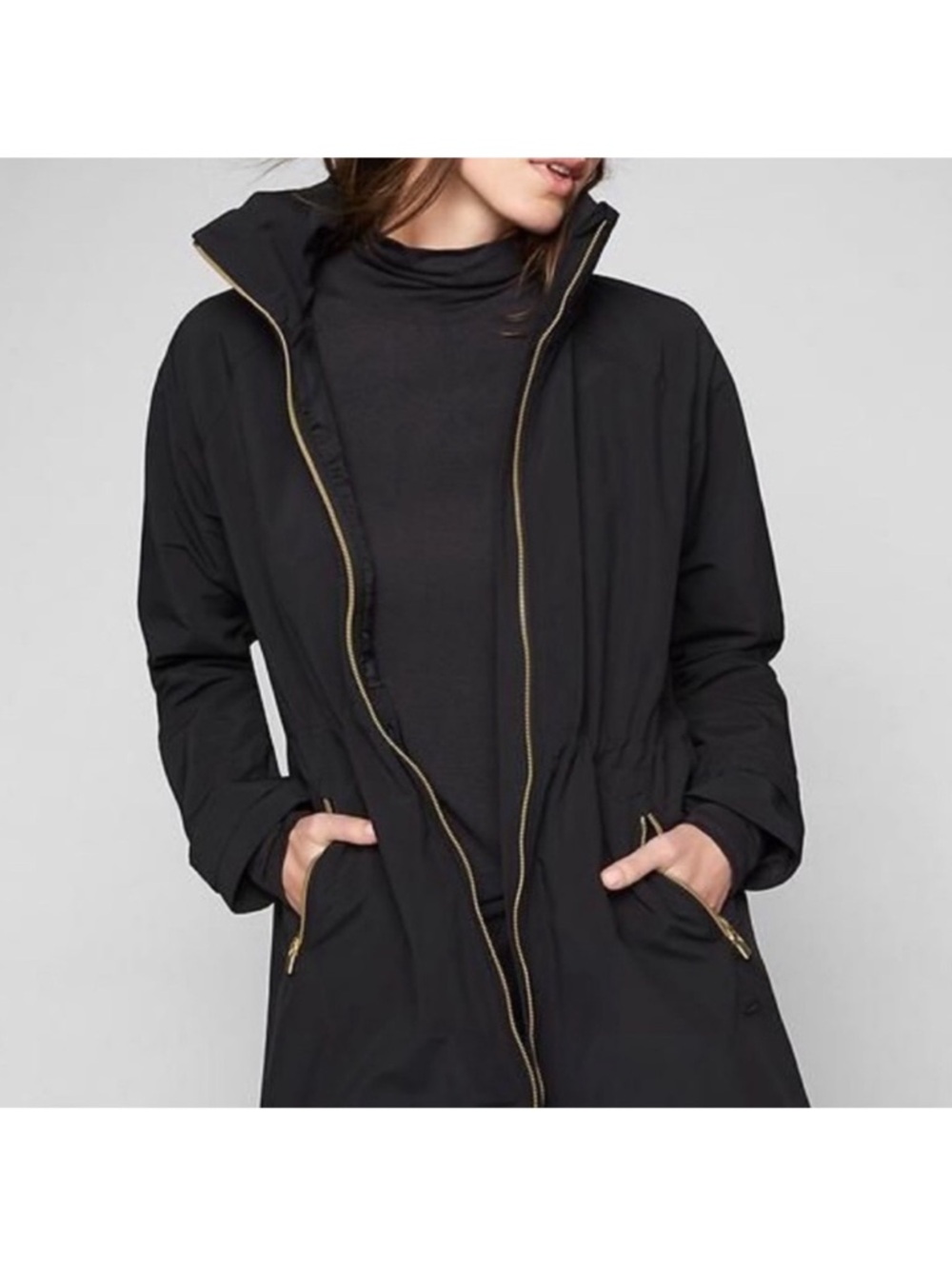 Athleta Black Misty jacket  with Gold Zippers - Picture 2 of 8